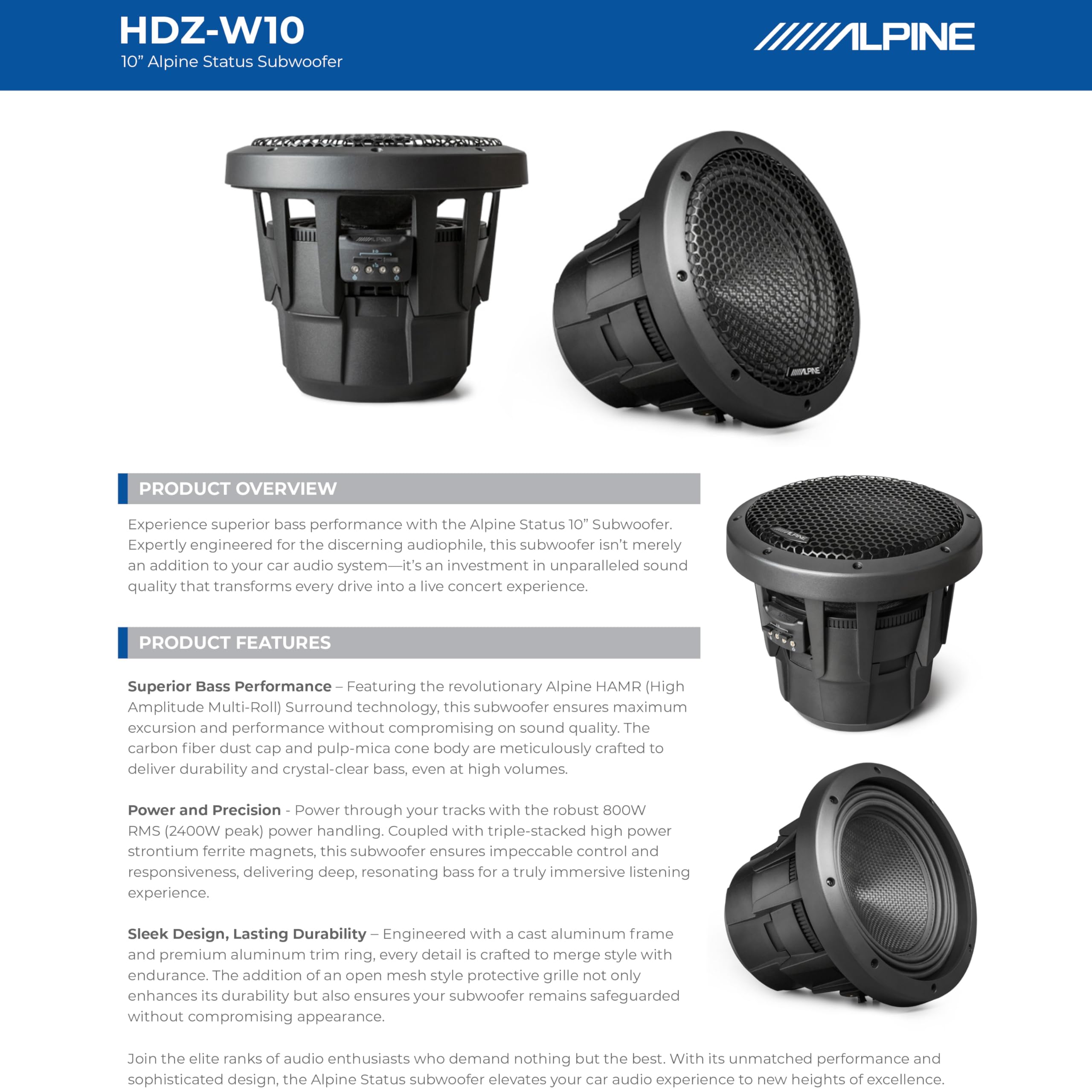 Amazon.com: Alpine HDZ-W10 10